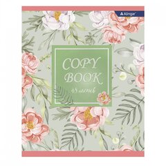 Тетрадь 48л., А5, клетка, Alingar "Flowers", скрепка, мелованный картон (стандарт), выб УФ лак, блок офсет, 4 дизайна в пленке т/у