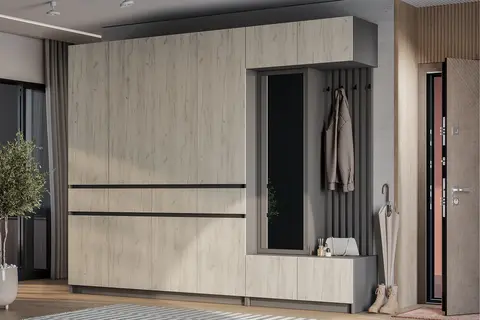 Прихожая Багира 4 графит / крафт белый