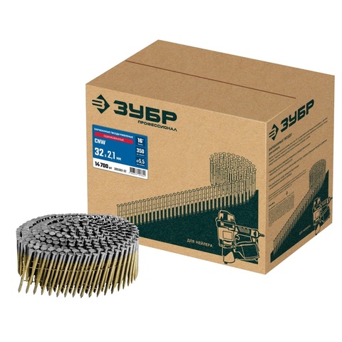 ЗУБР CNW 32 х 2.1 мм, барабанные гвозди рифленые оцинкованные, 14700 шт (305383-32)