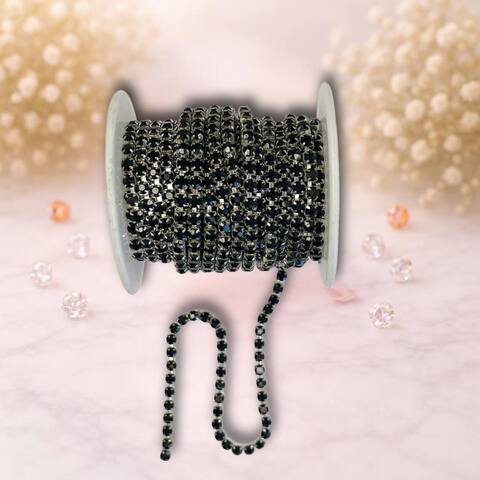 стразовая лента ,3,5мм ,цвет черный-серебро