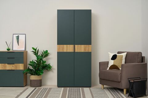 Роджинамиф Шкаф 2-х ств. (800) (Изумрудный/Дуб Крафт, Дуб Крафт)