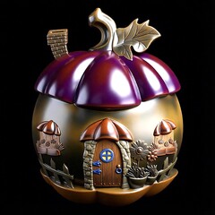 Силиконовый молд № 424 домик Тыква 2 D № 1 серия домики для гномов и фей)