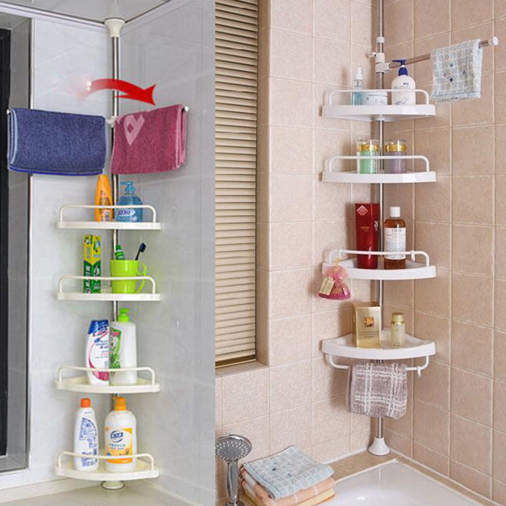 Угловая полка для ванной Multi Corner Shelf. Телескопическая 4-х ярусная Toilet Rack.. Полка для ванной комнаты угловая телескопическая 4-х ярусная. 4tier Bathroom Rack полка для ванной. Полка в ванную 60