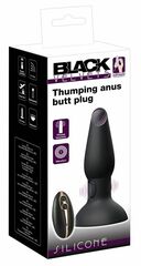 Черная анальная вибропробка с пульсацией в нижней части Thumping Anus Butt Plug - 15 см. - 