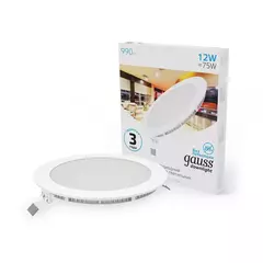 Св-к Gauss LED Slim круг 12W 990lm 6500K 180-265V IP20 монтаж D155 170*22  939111312