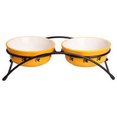 Mr.Kranch миска на подставке для собак и кошек двойные оранжевые 2x290 мл