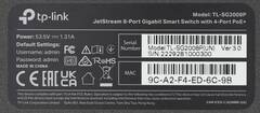 TP-Link SG2008P, JetStream™ 8-портовый гигабитный Smart коммутатор с 4 портами PoE+, 4 гигабитных порта PoE+, 802.3at/af, бюджет PoE — 62 Вт, стальной корпус