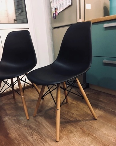 Интерьерный дизайнерский кухонный стул Eames DSW Style Wood, черный