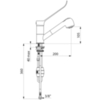 Delabie 2211L Механический смеситель для мойки, поворот. излив, выдвижная лейка В.105, гигиенич. рычаг