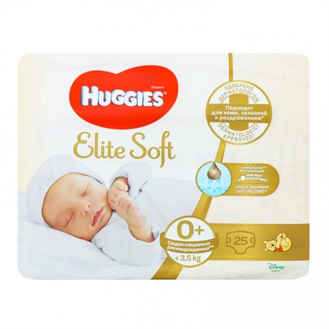 Подгузники HUGGIES Elite Soft 0+ Convy 25 шт РОССИЯ