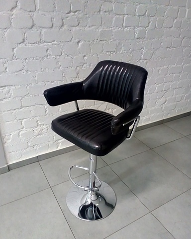 Барный стул-кресло Cherokee / Чероки  (стул визажиста, бровиста, парикмахера), регулируемый по высоте, экокожа