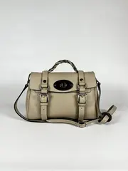 Женская светло-бежевая сумочка из натуральной толстой кожи