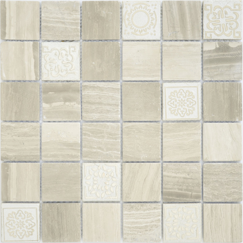 Мозаика из натурального камня LeeDo - Caramelle: Art Travertino Silver MAT 48x48x8