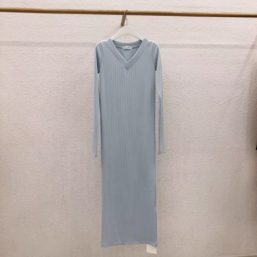 Платье лапша V вырез, голубой