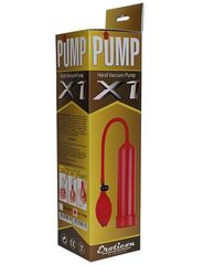 Красная вакуумная помпа Eroticon PUMP X1 с грушей - 