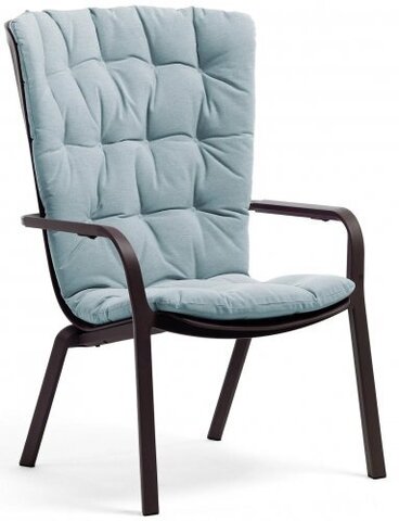 Лаунж-кресло пластиковое с подушкой Nardi Folio, антрацит, голубой