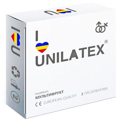 Разноцветные ароматизированные презервативы Unilatex Multifruits - 3 шт. - Unilatex Unilatex Multifruits №3