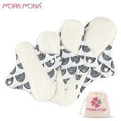 Многоразовые Эко прокладки Mora Mona_ Белые с узором