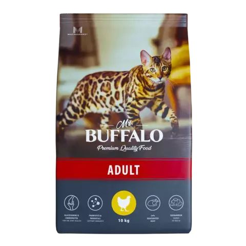 Mr.Buffalo ADULT Сухой корм для кошек (курица) 10кг