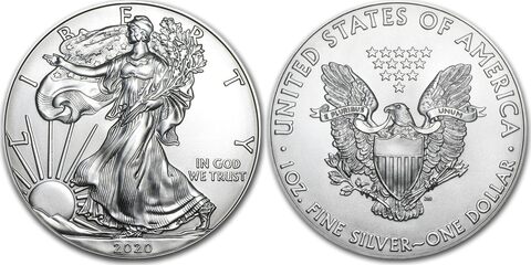 2020 США Американский Орёл (Шагающая Свобода) доллар серебро