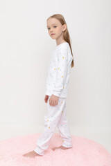 Пижама  для девочки  КП 1552/звездочки на белом