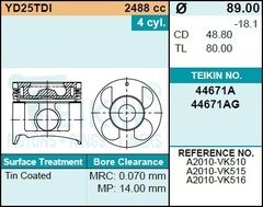 Поршень двигателя TEIKIN 44671AG STD (4шт/упак)