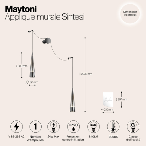 Настенный светильник Maytoni Sintesi P090WL-L24CH3K