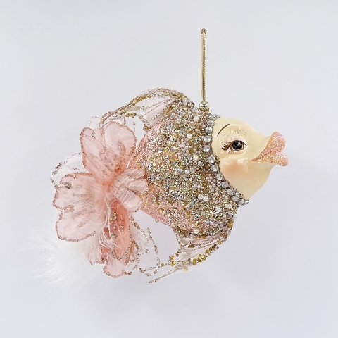 Елочная игрушка Рыба-ангел 18х10см ChristmasDeLuxe premium collection коралловая