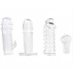 Набор насадок на член Pleasured Penis, прозрачные, 10 см
