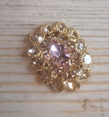 Стразы на цапах пришивные. Кабошон овал. Розовый кварц.