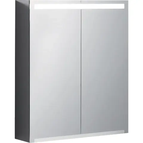 Зеркальный шкаф Geberit Option с подсветкой, две двери: B=60см, H=70см, T=15см, Тип штекера=CEE 7/16, с зеркальным покрытием снаружи, с зеркальным покрытием внутри и снаружи