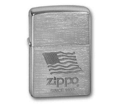 Зажигалка Zippo с американским флагом и надписью Zippo латунь/сталь, серебристая, 36х12х56 мм (200 Zippo Flag) | Wenger-Victorinox.Ru