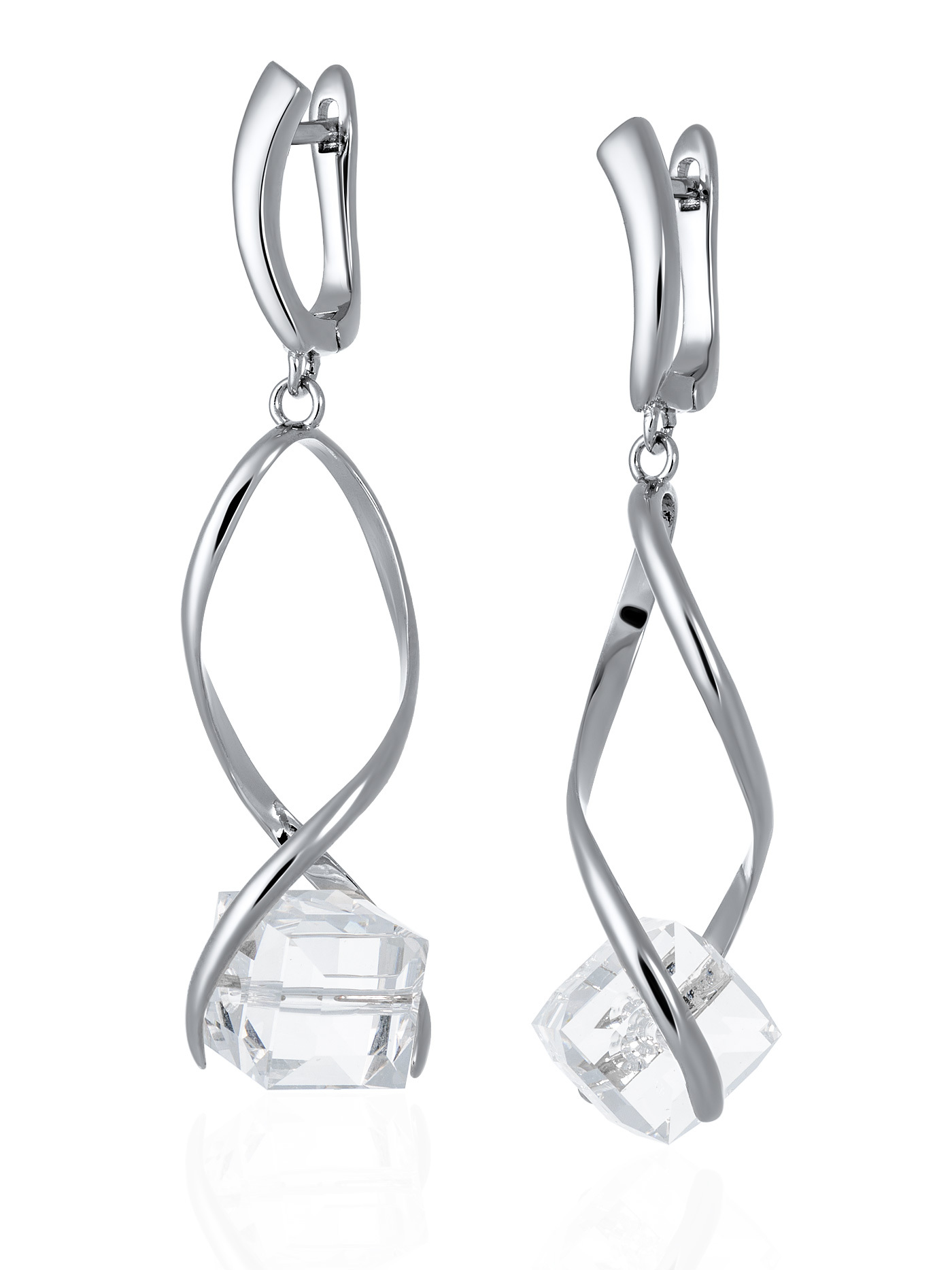 Массивные длинные серьги с кристаллами Swarovski