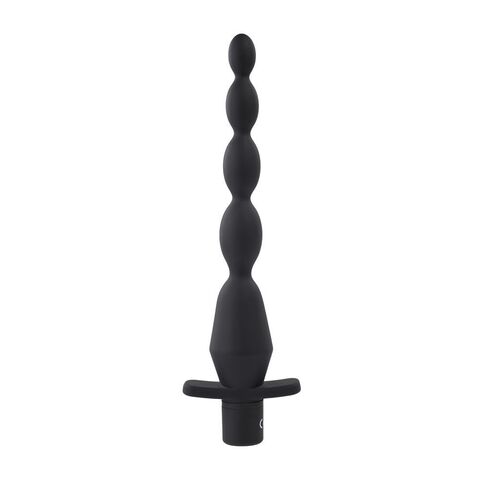 Черная анальная елочка с вибрацией Vibrating Butt Beads - 22 см.