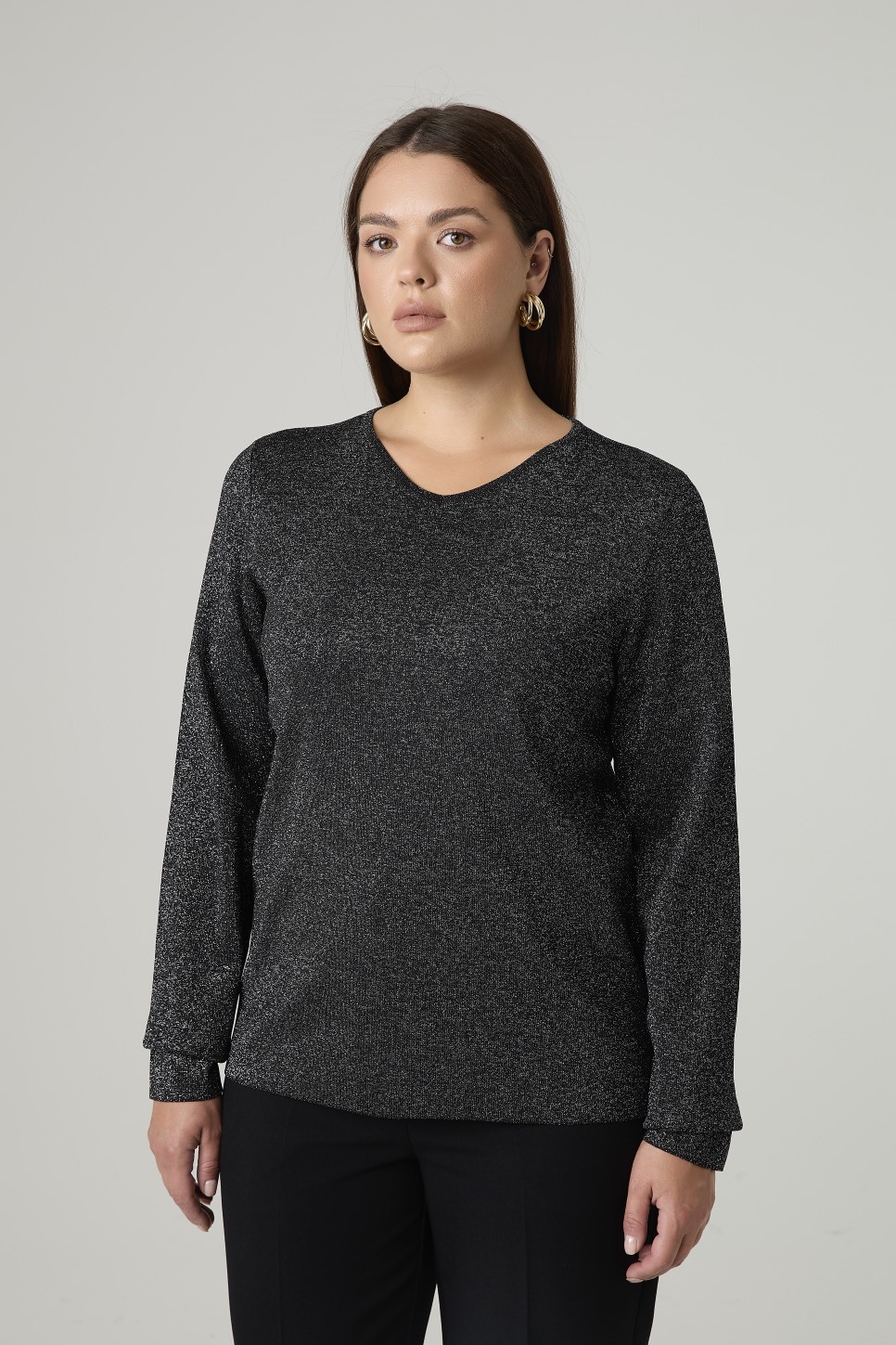 Джемпер вязаный с люрексом, черный