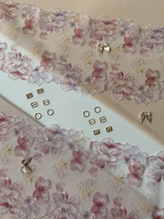 Вышивка на сетке розовая/цветочная 24 см, Китай