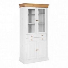 Шкаф с витриной для посуды Бостон А (белый воск/антик), образец из салона