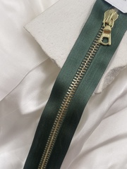 Молния металл Riri на атласной тесьме, 6 мм, цвет 5861, зеленый холодный