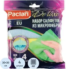 Салфетки хозяйственные Paclan DeLUXE микрофибра 30x30 см 4 штуки в упаковке