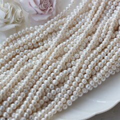 Жемчуг натуральный речной, круглый, 5,5-6,5 мм, 1 нить, Ж007
