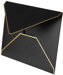 Конверт бумажный, с золотой каймой, Черный, 250 г, 13,8*19 см, 5 шт.