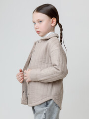 рубашка  для девочки  КР 302578/бежевый,гусиная лапка к625