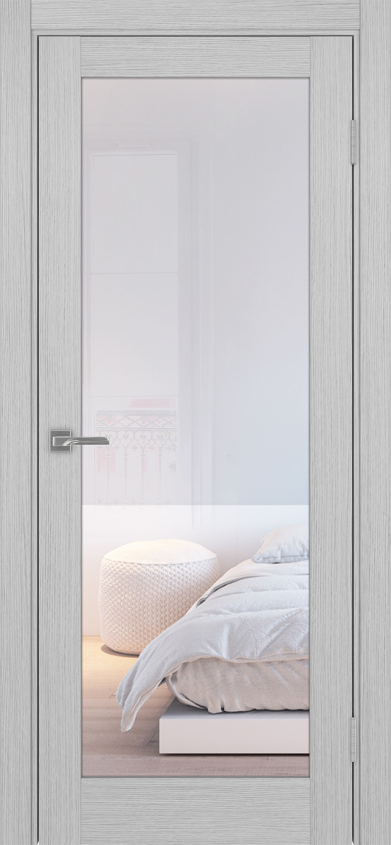 Дверь межкомнатная Оптима Порте Турин 501.2, цвет серый дуб, экошпон, стекло прозрачное