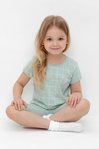 пижама  для девочки  К 1641/голубая дымка,двойная клетка