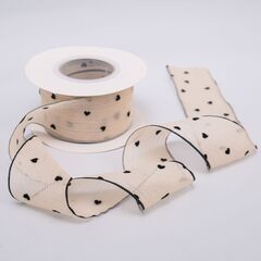 Лента Органза (2,8см*9,14м), Сердца, Кремовая