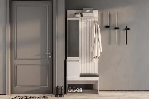 Прихожая Лама ясень белый / хром