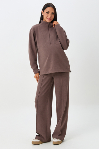 Костюм для беременных и кормящих 19194 тёмно-коричневый меланж
