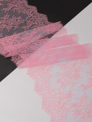 Кружево шантильи орхидея с коралловым неэластичное ширина 22 см длина 1.45 м