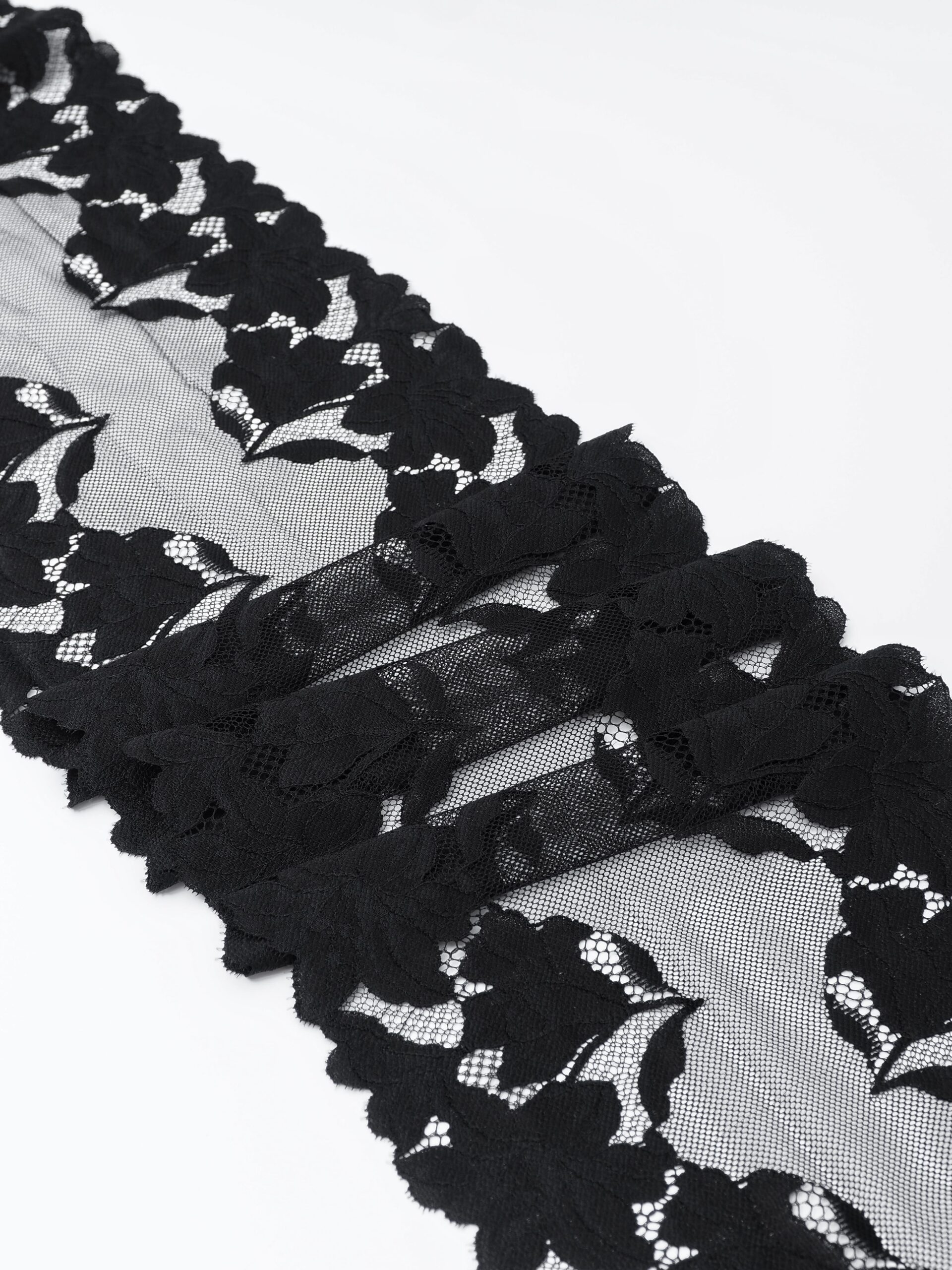 Эластичное кружево для белья черное ширина 22 см