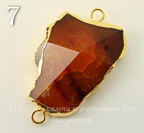 Коннектор (1-1) Агат с огранкой с фольгой (цвет - золото) (№7 (45х28 мм))